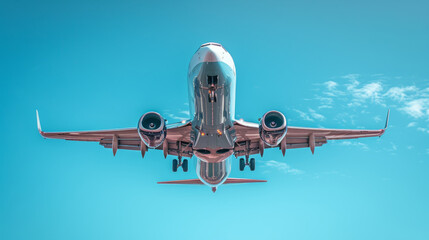 Airplane flying in the colorful and clear sky