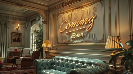 Present Coming Soon displayed on a timeless ivory background, exuding sophistication and promise, in breathtaking 8k realism.