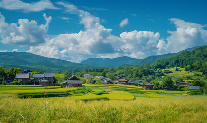 Japan's quiet rural village scenery, Generative AI