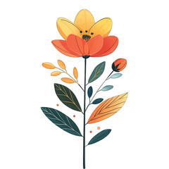 Pristine and Playful Harlequin Flower Illustration in Vibrant Flat Style, Perfect for Design Projects and Graphic Enhancements