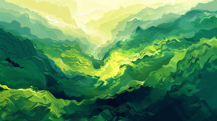 Step into a world of abstract beauty with a stunning green nature landscape wallpaper background...