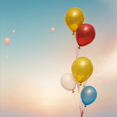 festive sky background with colorful balloons with copy space