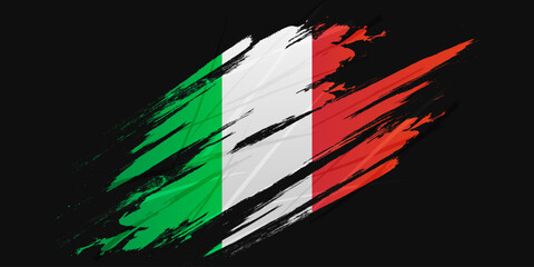 Italy Flag in Brush Paint Style. National Flag of Italy with Grunge Brush Concept