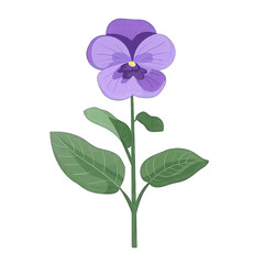 Cute and simple flat vector illustration of a violet flower on a white background with a transparent cut-out design - minimalistic and stylish