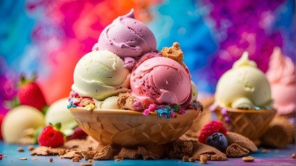 chocolate easter eggs dessert, cream, ice cream, ice, food, scoop, sweet, fruit, ice-cream, strawberry, cold, frozen, pink, chocolate, white, icecream, delicious, sorbet, vanilla, ball, raspberry, bow