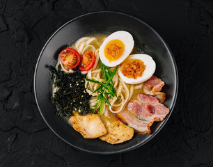 Traditional japanese ramen noodle soup