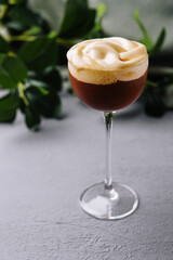 Elegant espresso martini with frothy top