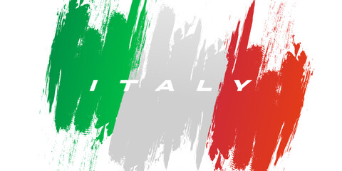 Italy Flag in Brush Paint Style. National Flag of Italy with Grunge Brush Concept
