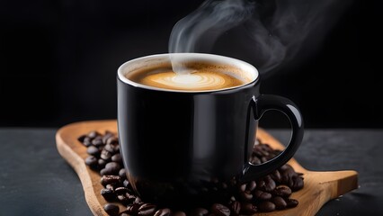 Fototapeta premium A cup of coffee resting on a dark background