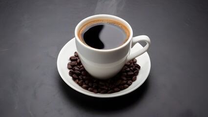 Obraz na płótnie Canvas A hot beverage served in a cup over black backdrop