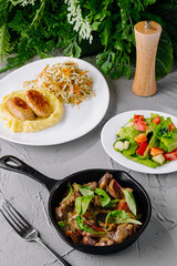 Healthy gourmet meal selection on table