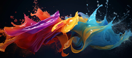 colorful watercolor ink splashes, paint 249 - obrazy, fototapety, plakaty