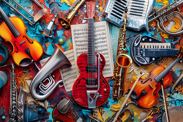 Eclectic Representation of Various Musical Genres through Instruments and Sound Waves