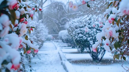 Camellias Blossom during Winter