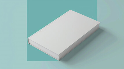 white hardcover book mockup isolated on light blue background