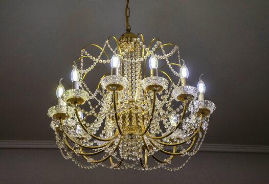 Luxury antique chandelier with crystal pendants