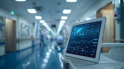 Immersive Healthcare Dashboard: Tablet in Hospital Setting