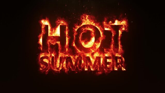 Hot Summer. Burning Summer. Fiery Summer Text Animation. Summer Heat