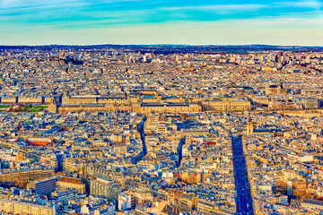 View from the Montparnasse tower on Paris in early spring.