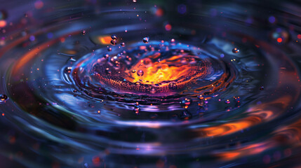 a galaxy within a water drop ripple