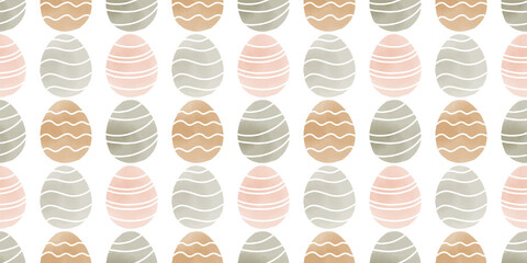Cute illustration with colorful Easter eggs with watercolor texture, spring banner
