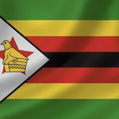 3d Zimbabwe country flag with Green yellow Red black colours 