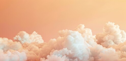 minimal collage of clouds, light yellow, pink colored background, pastel palette colors - 787044898
