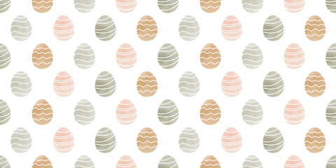 Cute illustration with colorful Easter eggs with watercolor texture, spring banner