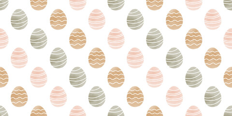 Cute illustration with colorful Easter eggs with watercolor texture, spring banner