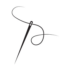 Needle and thread silhouette icon vector illustration. Tailor logo with needle symbol and curvy thread isolated on white background. In eps 10.