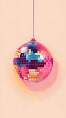 Obraz premium Retro aesthetic poster with single disco ball