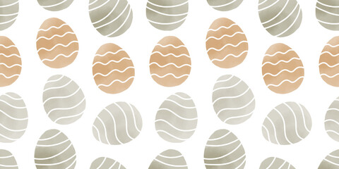 Cute illustration with colorful Easter eggs with watercolor texture, spring banner