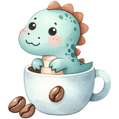 cute watercolor dinosaur coffee,coffee lover,dinosaur lover