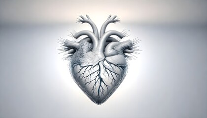 An anatomical heart made of wires and circuits is connected to an AI system, as light trails depict the futuristic and technological nature of this concept. - Powered by Adobe