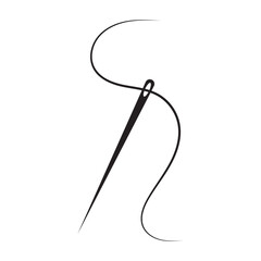 Needle and thread silhouette icon vector illustration. Tailor logo with needle symbol and curvy thread isolated on white background. In eps 10.