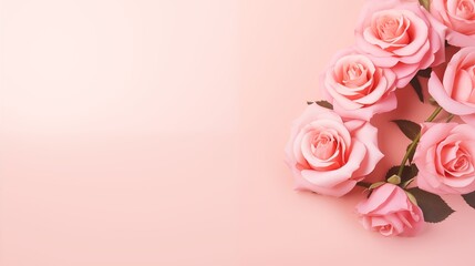 Fototapeta premium Elegant Bouquet of Pink Roses on a Soft Pink Background