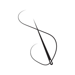  needle with thread vector icons. Black silhouette with sewing needle. Needle and thread icon, black and white version. Used in web , templates . Isolated on white background in eps 10.