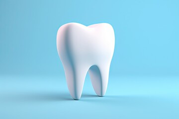 Model white tooth, blue background