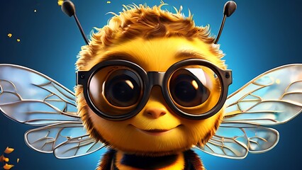 Fantastical Flight: Children with Glasses and Wings, Overflowing with Bee-like Energy