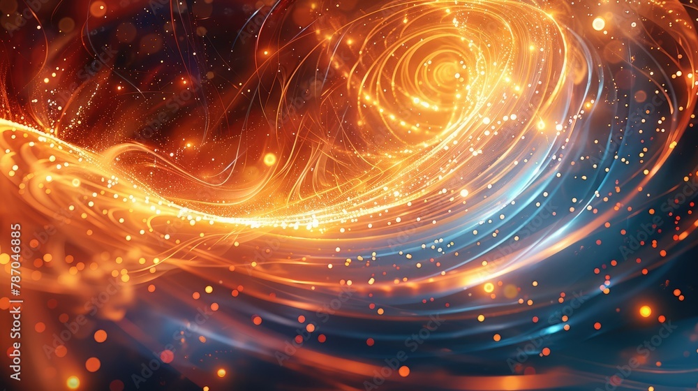 Poster Orange and blue background with lines and lights, in the style of swirling vortexes, cry engine. Generative AI.