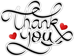 Thank You Handwritten Vector Illustration Lettering Style Isolated on White Background