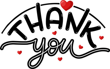 Thank You Text Handwritten Lettering Style Vector Illustration