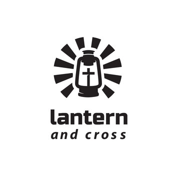 Old Lantern With Cross Symbol Chruch Bible Jesus Logo Designn