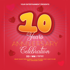 10 Years Anniversary 3d editable text effect