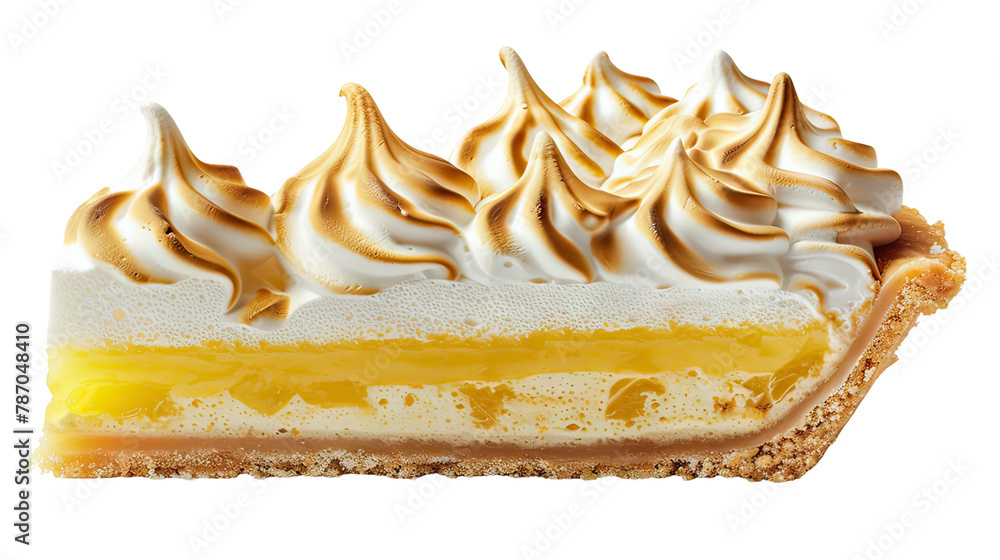 Aufkleber a slice of lemon meringue pie with a flaky crust on transparent background