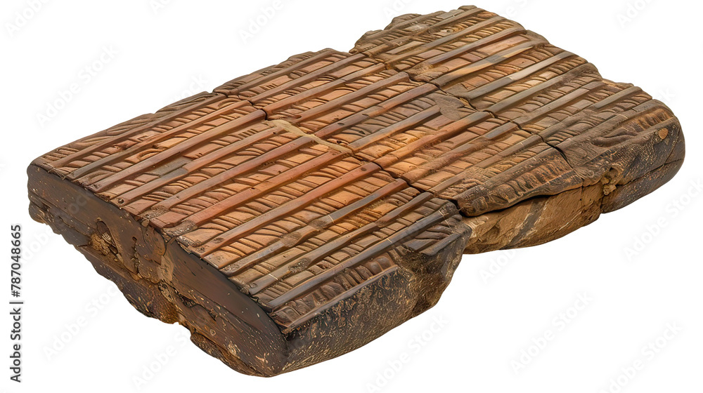 Aufkleber a wooden slab with a pattern of lines and dots on transparent background