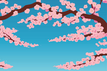 桜のベクターイラスト、青空