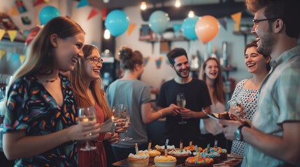 group of people celebrating birthday party