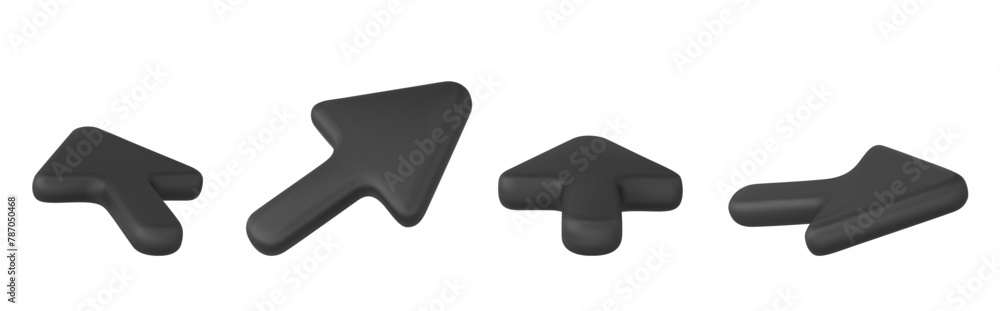 Poster 3d mouse cursors set isolated on white background. vector realistic illustration of black arrow poin