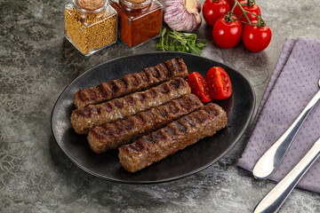Grilled beef kebab minced meat